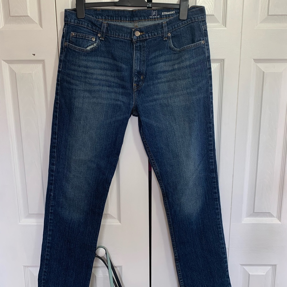 Men's Jeans By George Size 38 X 32 Regular Straight  Fit Medium Blue Wash Denim